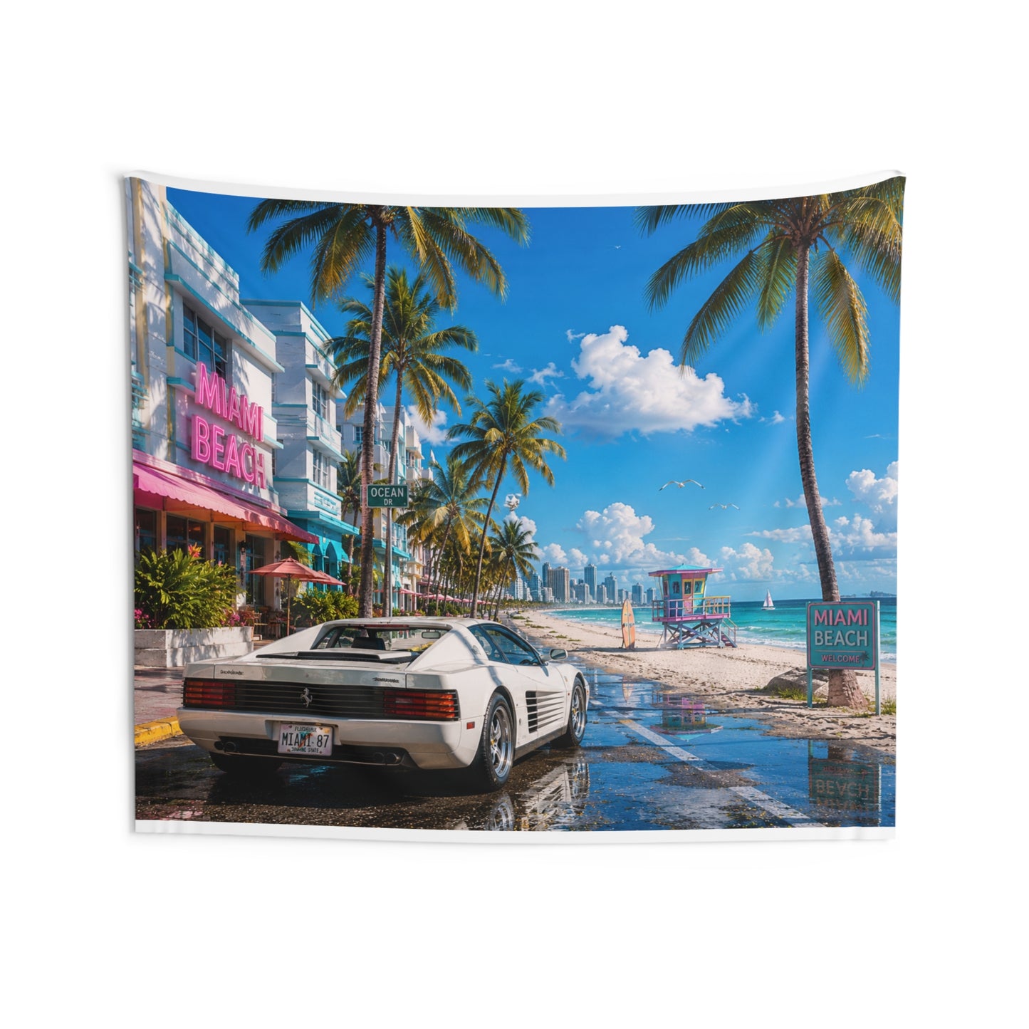Miami Beach Paradise Wall Tapestry
