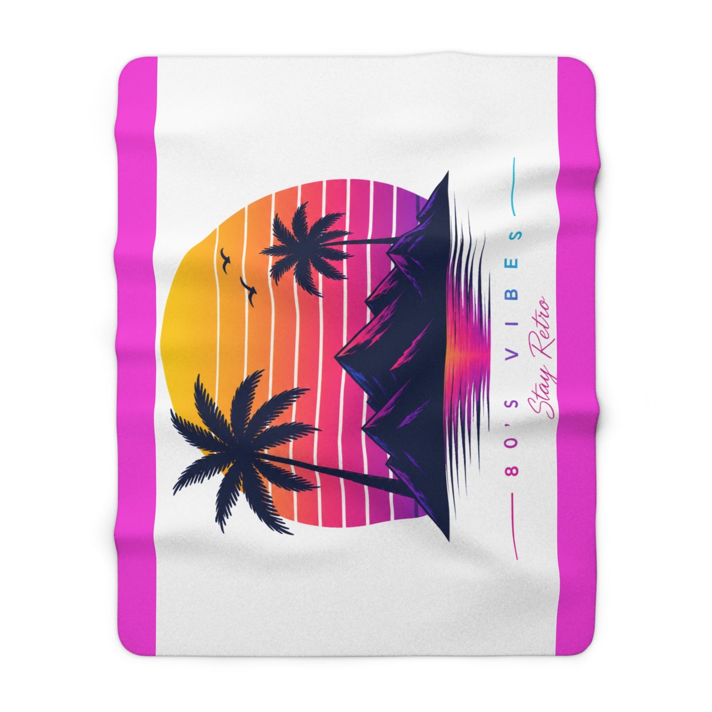 80s Vibes Sherpa Blanket – Retro Sunset