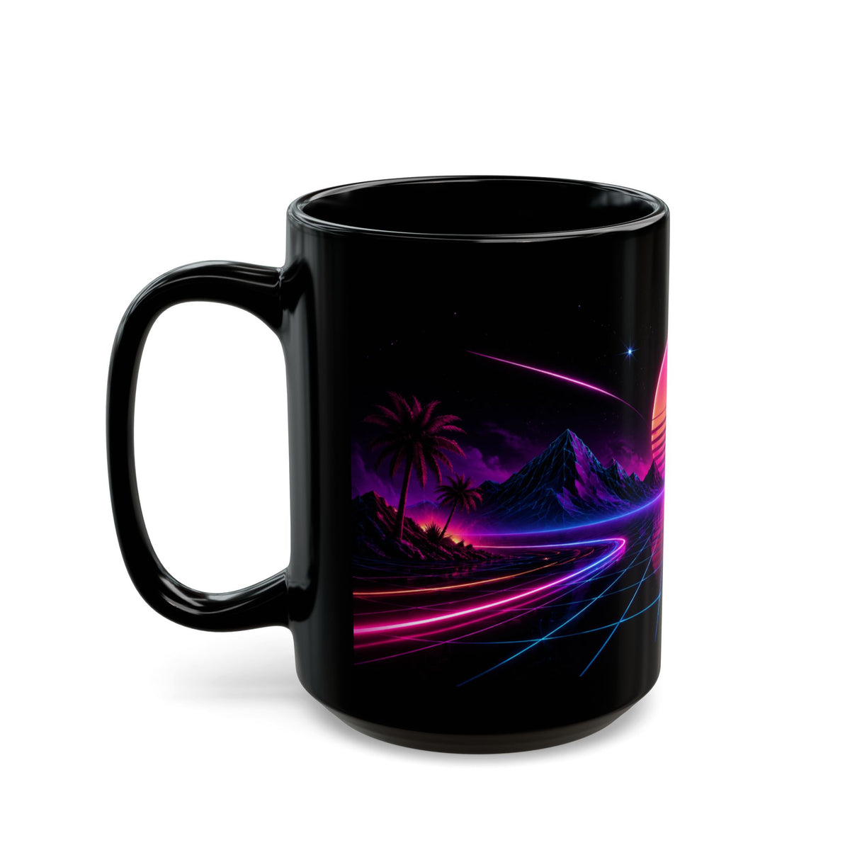 Retro 80s Neon Tasse – Synthwave Sunset