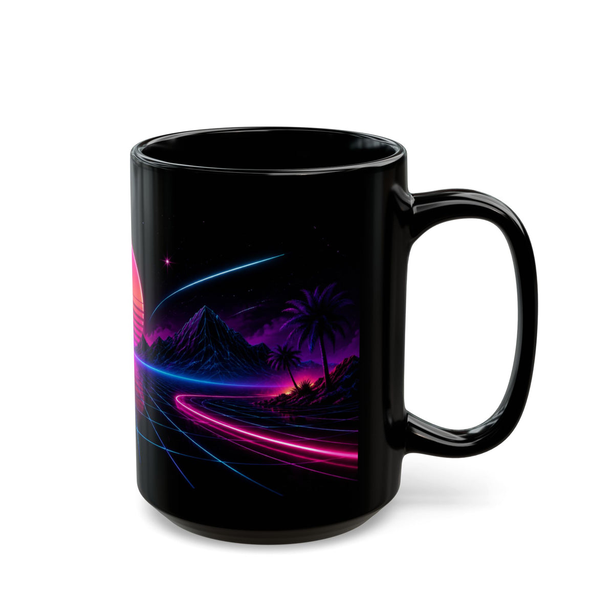 Retro 80s Neon Tasse – Synthwave Sunset
