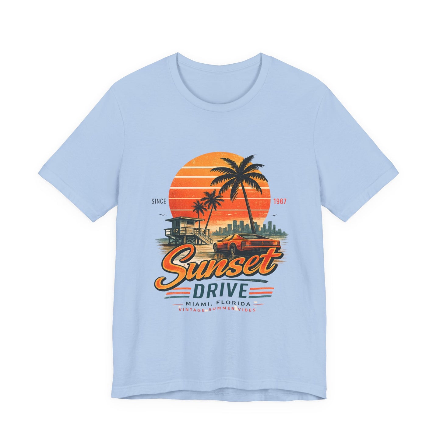 Sunset Drive Vintage Tee – Retro Miami 1987