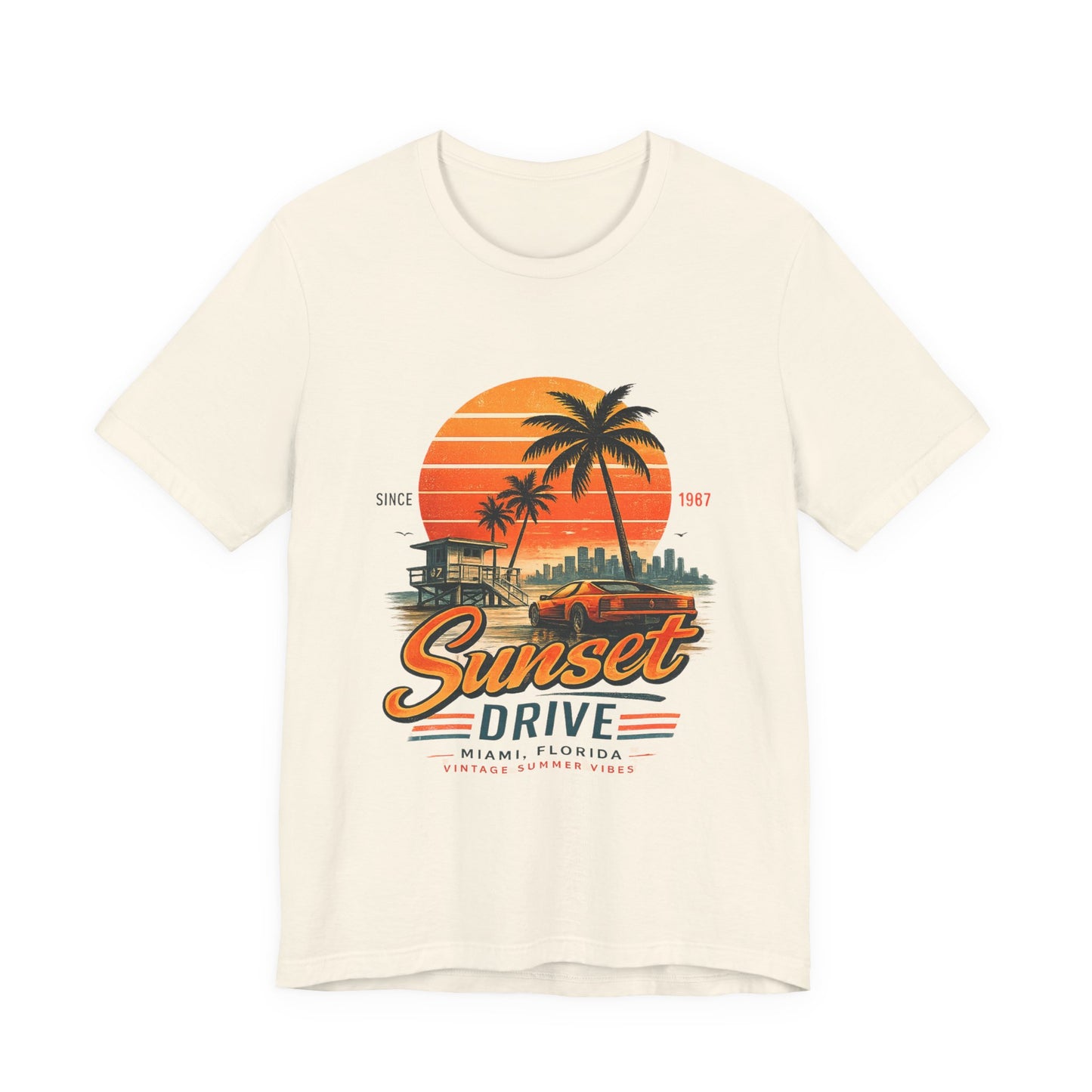 Sunset Drive Vintage Tee – Retro Miami 1987