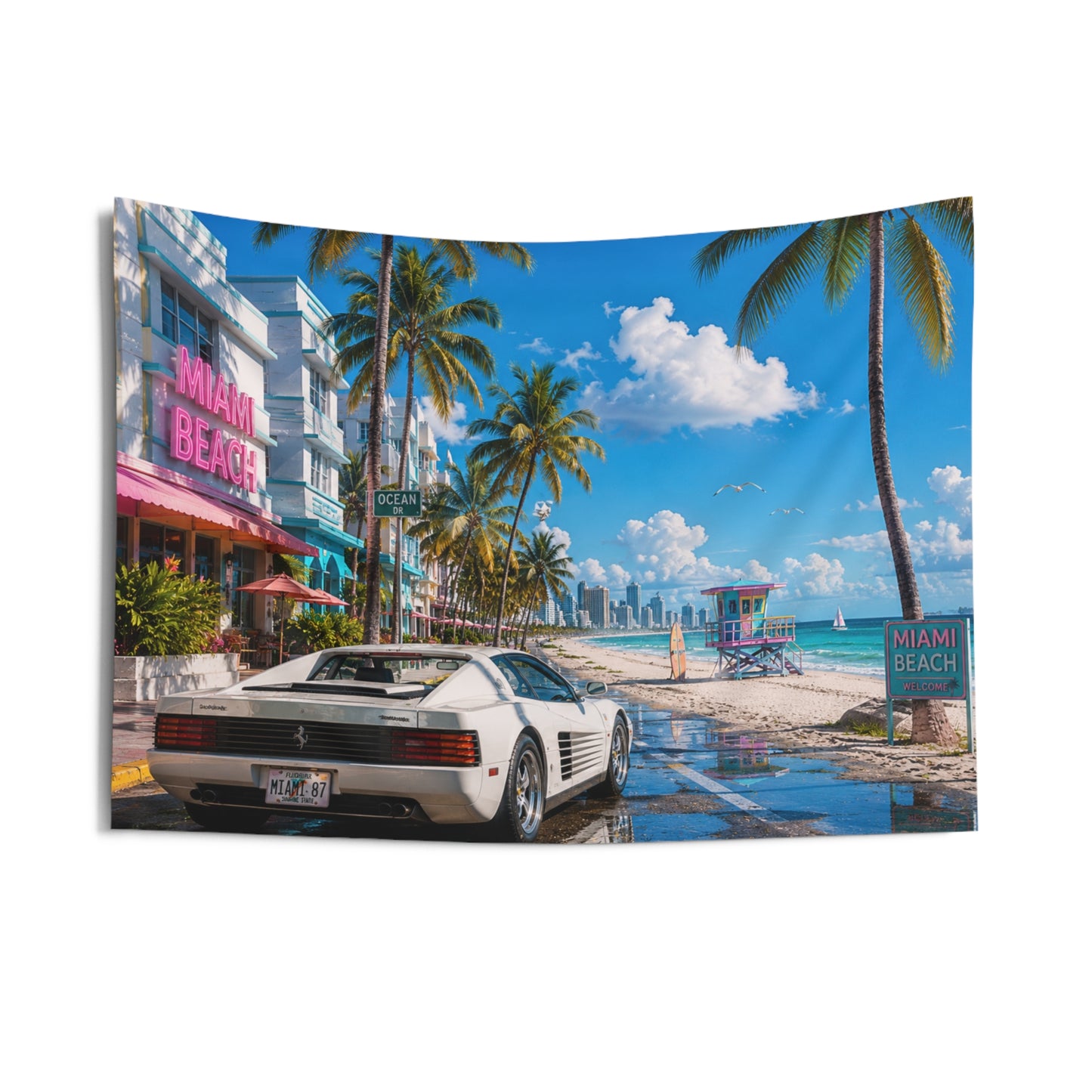 Miami Beach Paradise Wall Tapestry