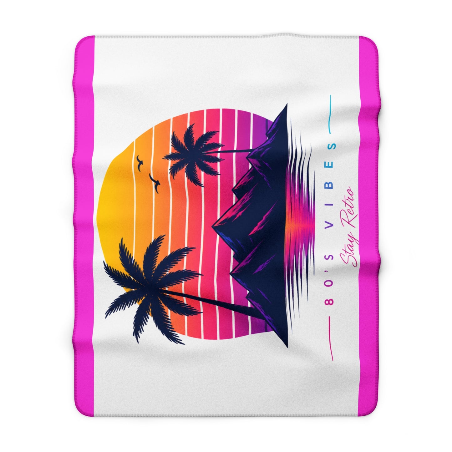 80s Vibes Sherpa Blanket – Retro Sunset
