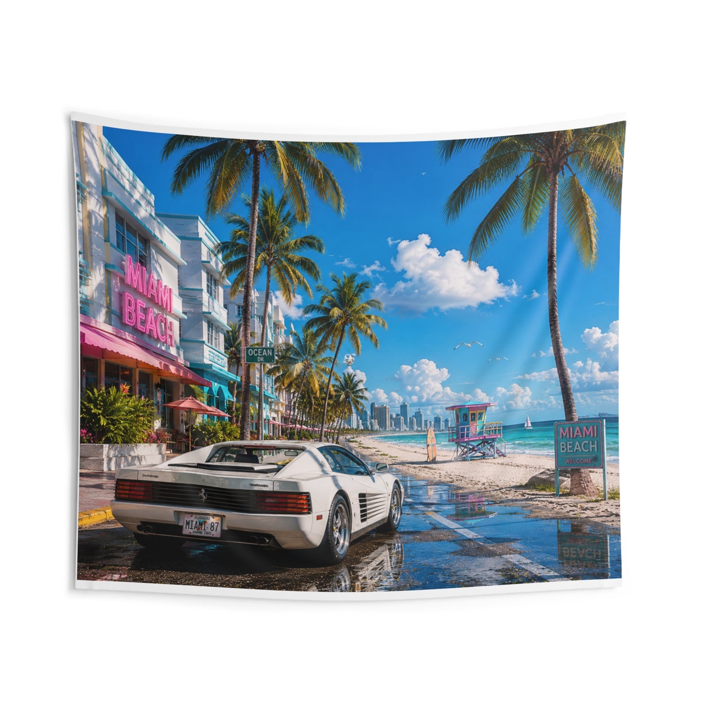 Miami Beach Paradise Wall Tapestry
