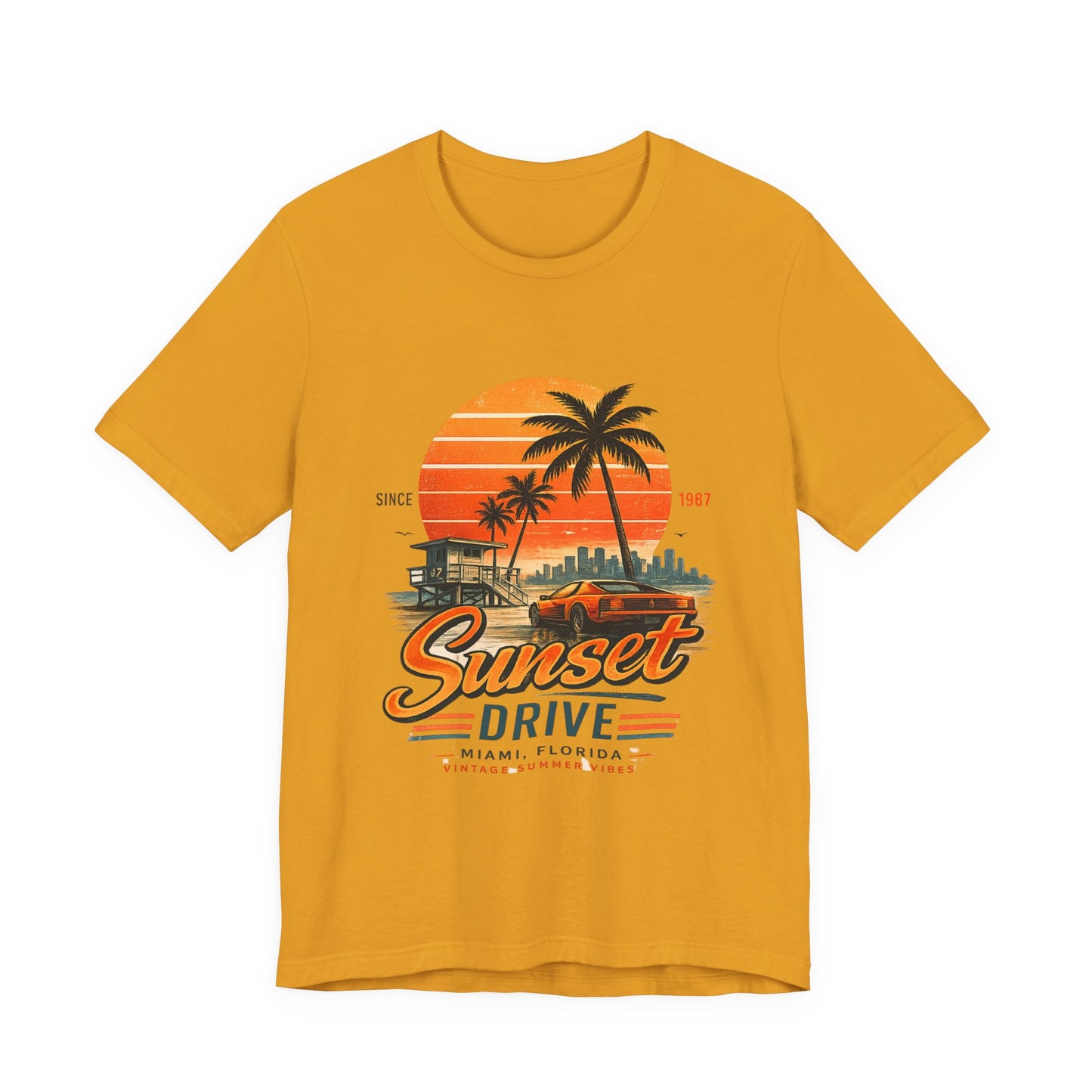 Sunset Drive Vintage Tee – Retro Miami 1987