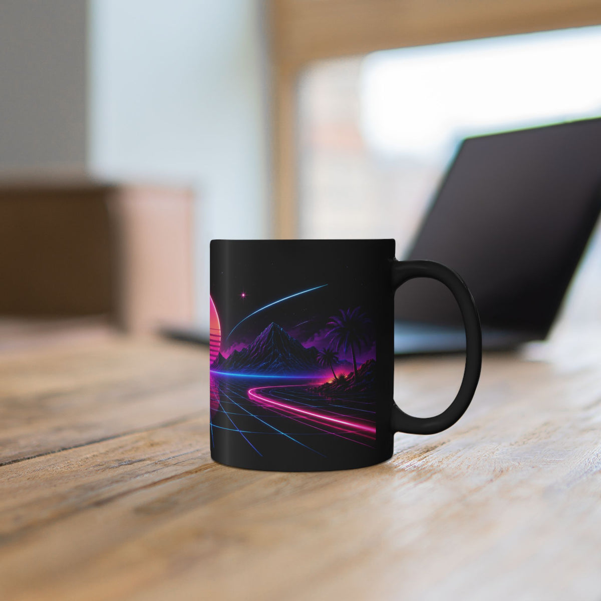 Retro 80s Neon Tasse – Synthwave Sunset