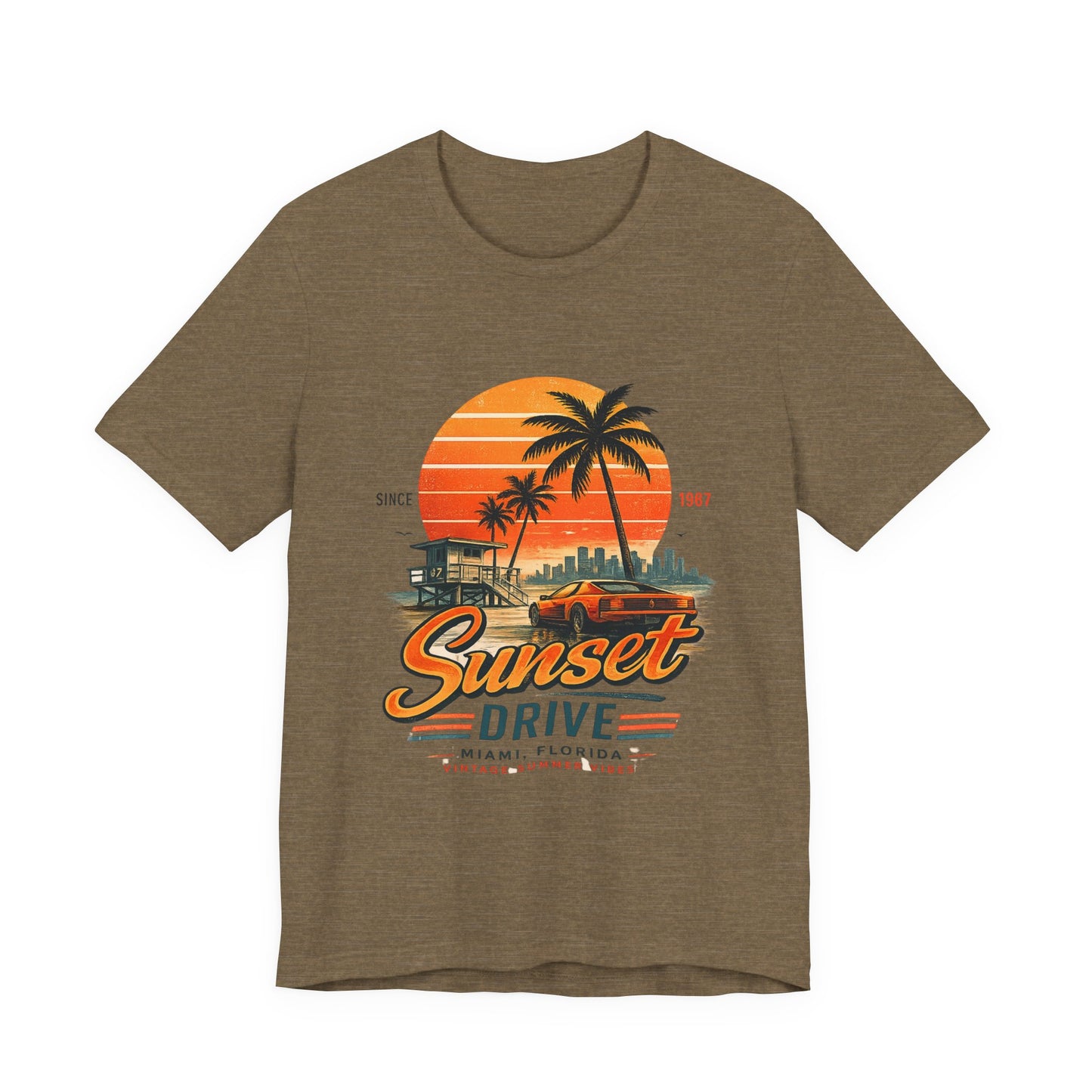Sunset Drive Vintage Tee – Retro Miami 1987