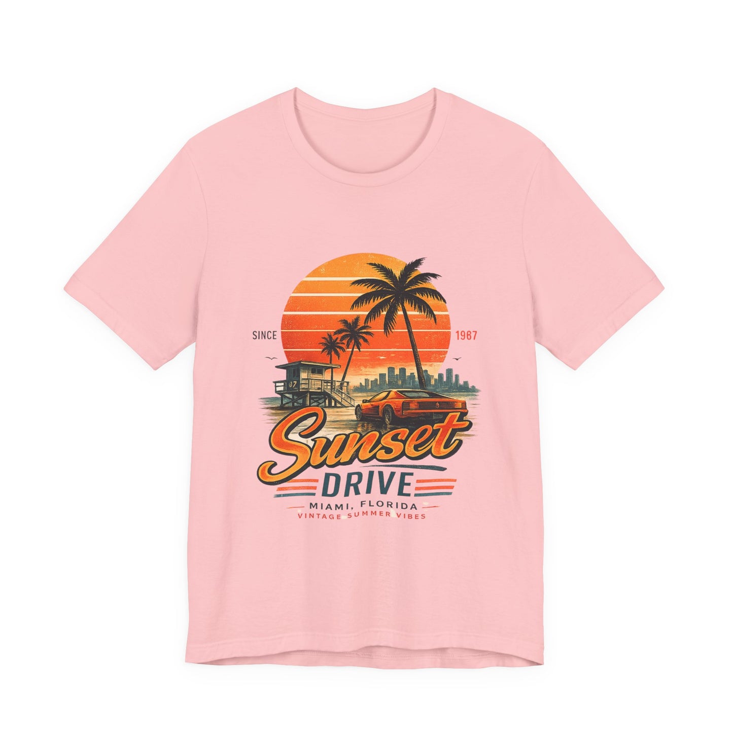 Sunset Drive Vintage Tee – Retro Miami 1987
