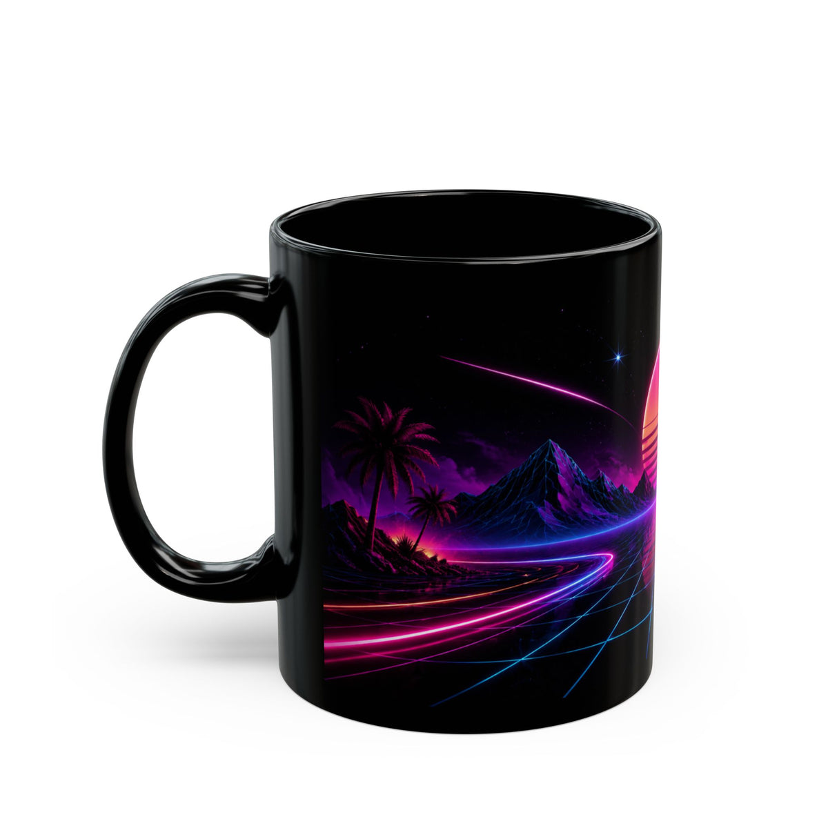 Retro 80s Neon Tasse – Synthwave Sunset