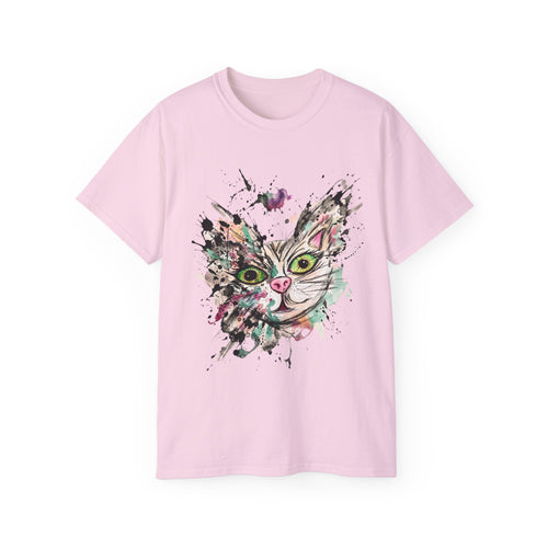 Abstract Cat Splash Art T-Shirt – Premium Unisex Ultra Cotton Tee – Artistic Streetwear Design