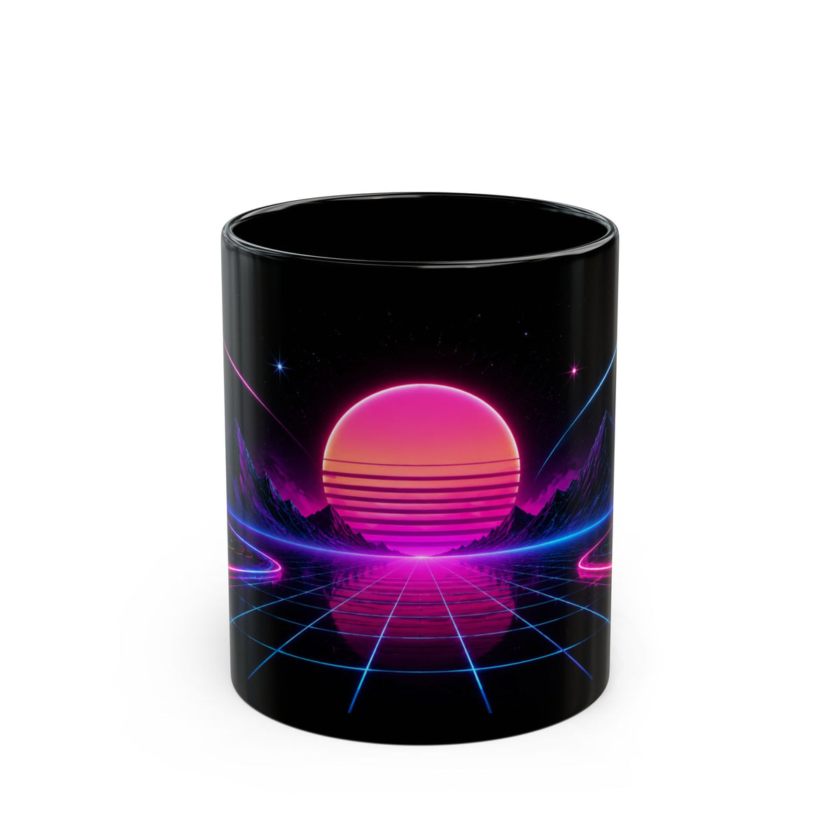 Retro 80s Neon Tasse – Synthwave Sunset