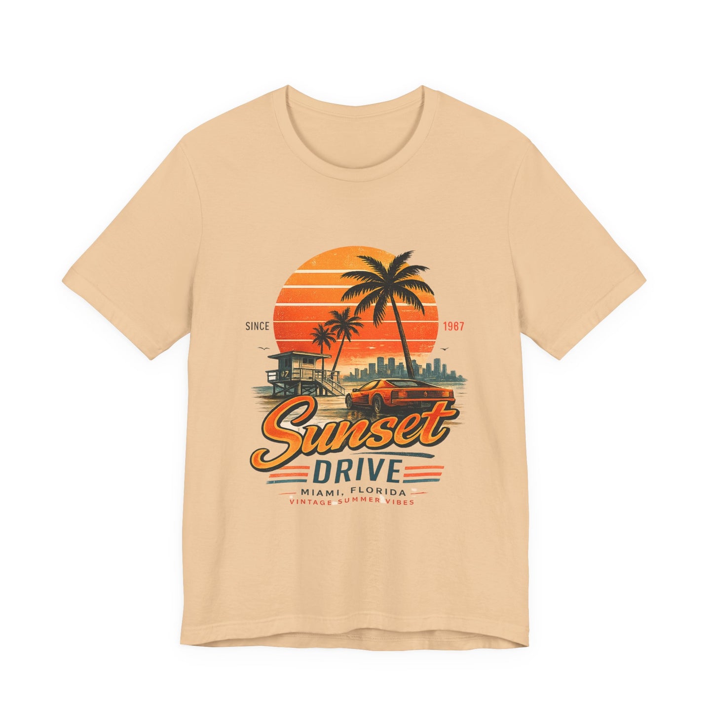 Sunset Drive Vintage Tee – Retro Miami 1987