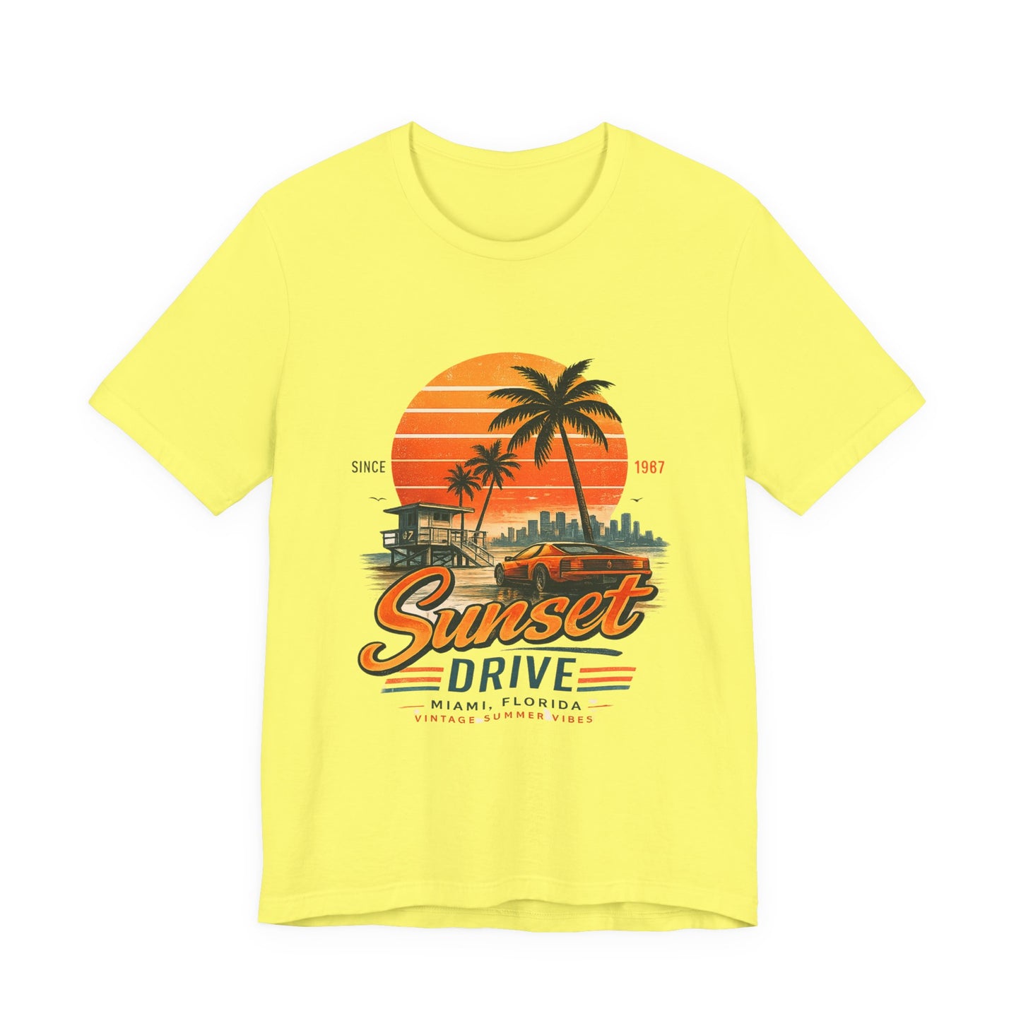Sunset Drive Vintage Tee – Retro Miami 1987