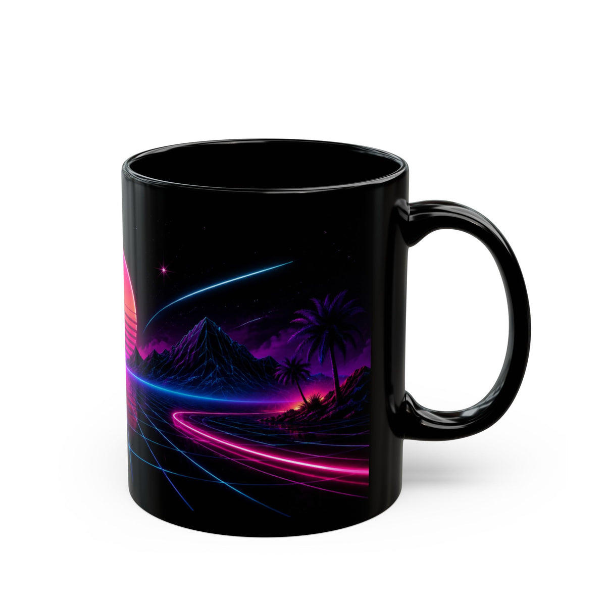 Retro 80s Neon Tasse – Synthwave Sunset