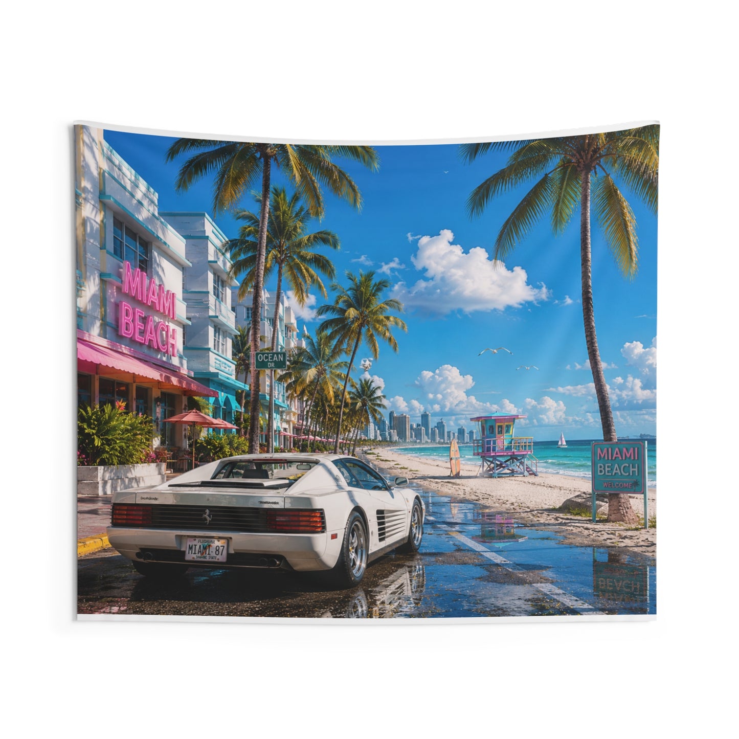 Miami Beach Paradise Wall Tapestry