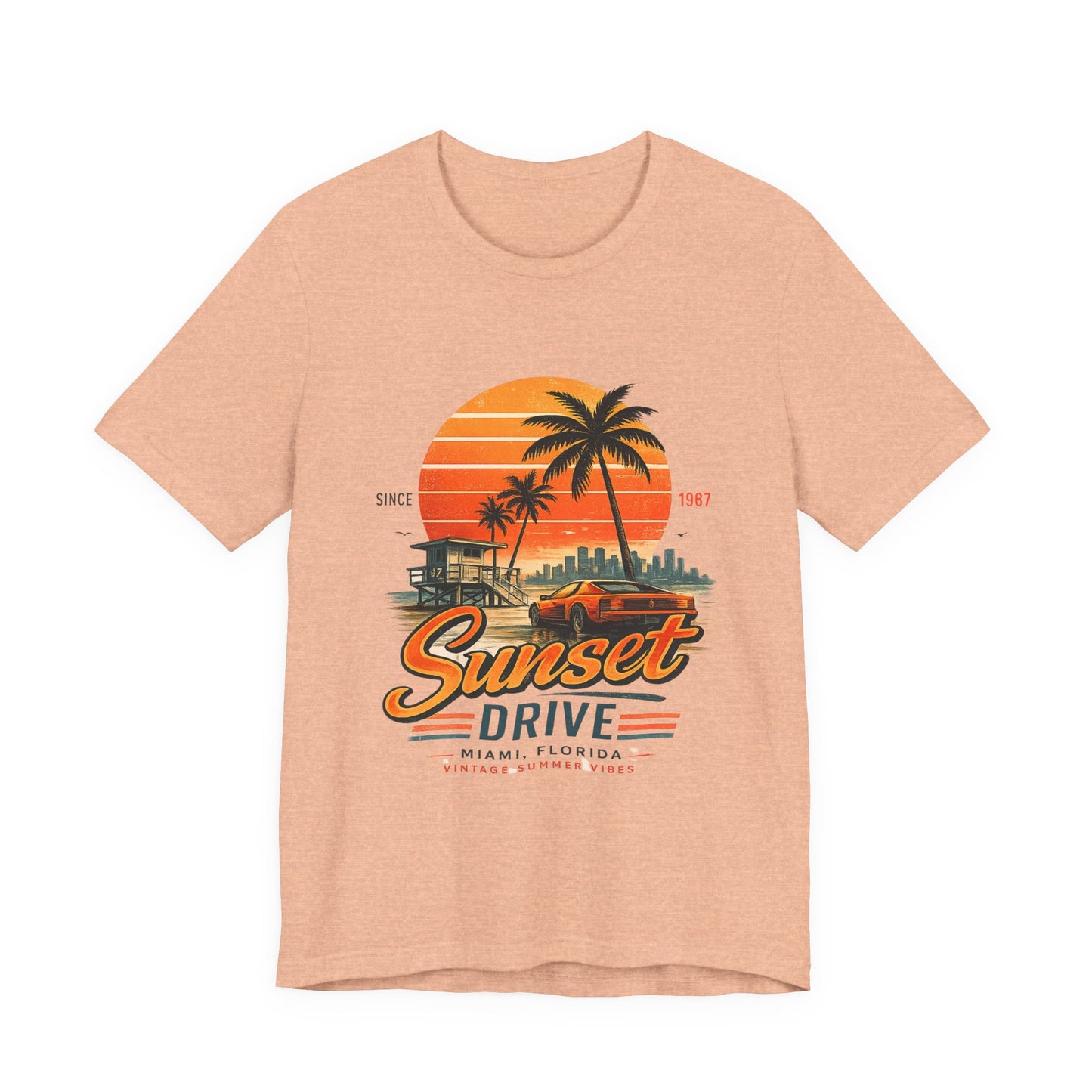Sunset Drive Vintage Tee – Retro Miami 1987