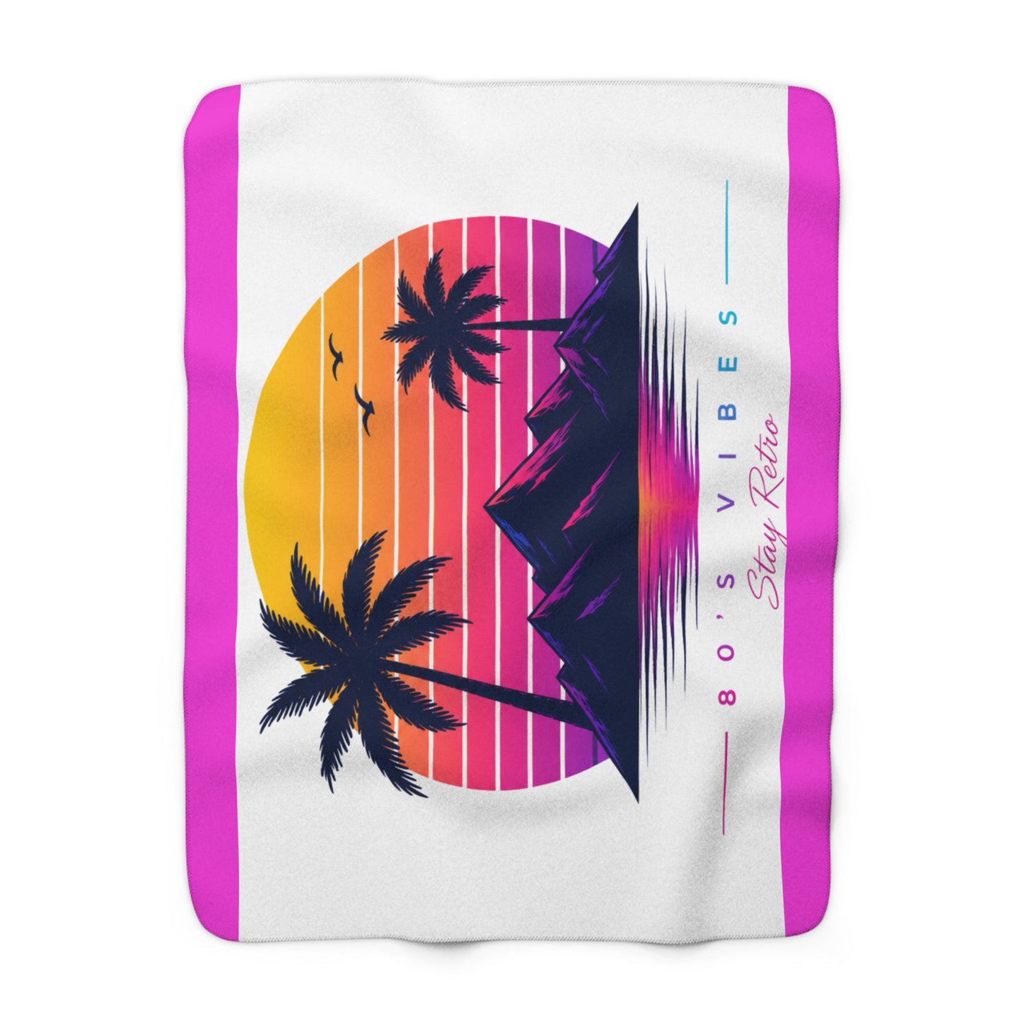 80s Vibes Sherpa Blanket – Retro Sunset