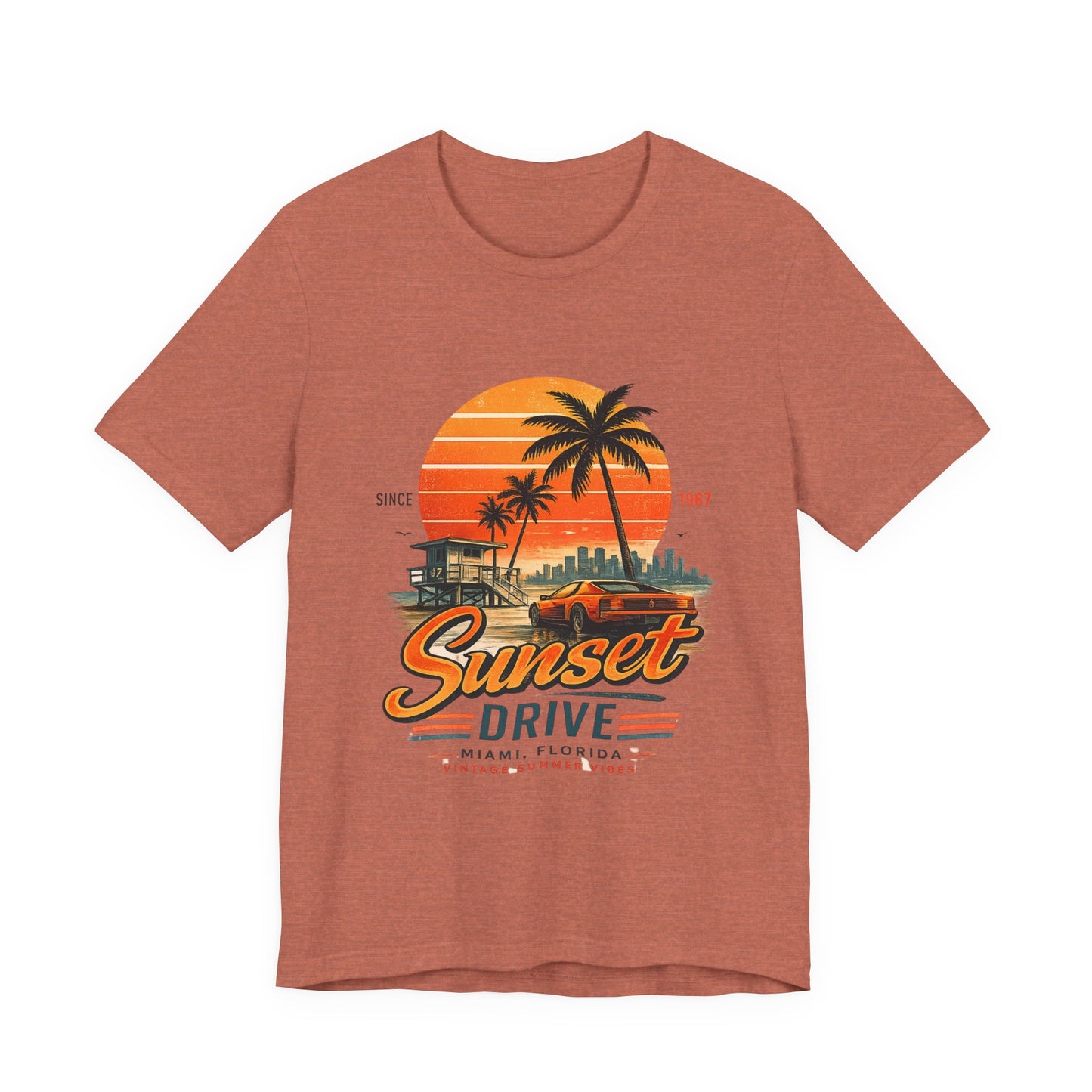 Sunset Drive Vintage Tee – Retro Miami 1987