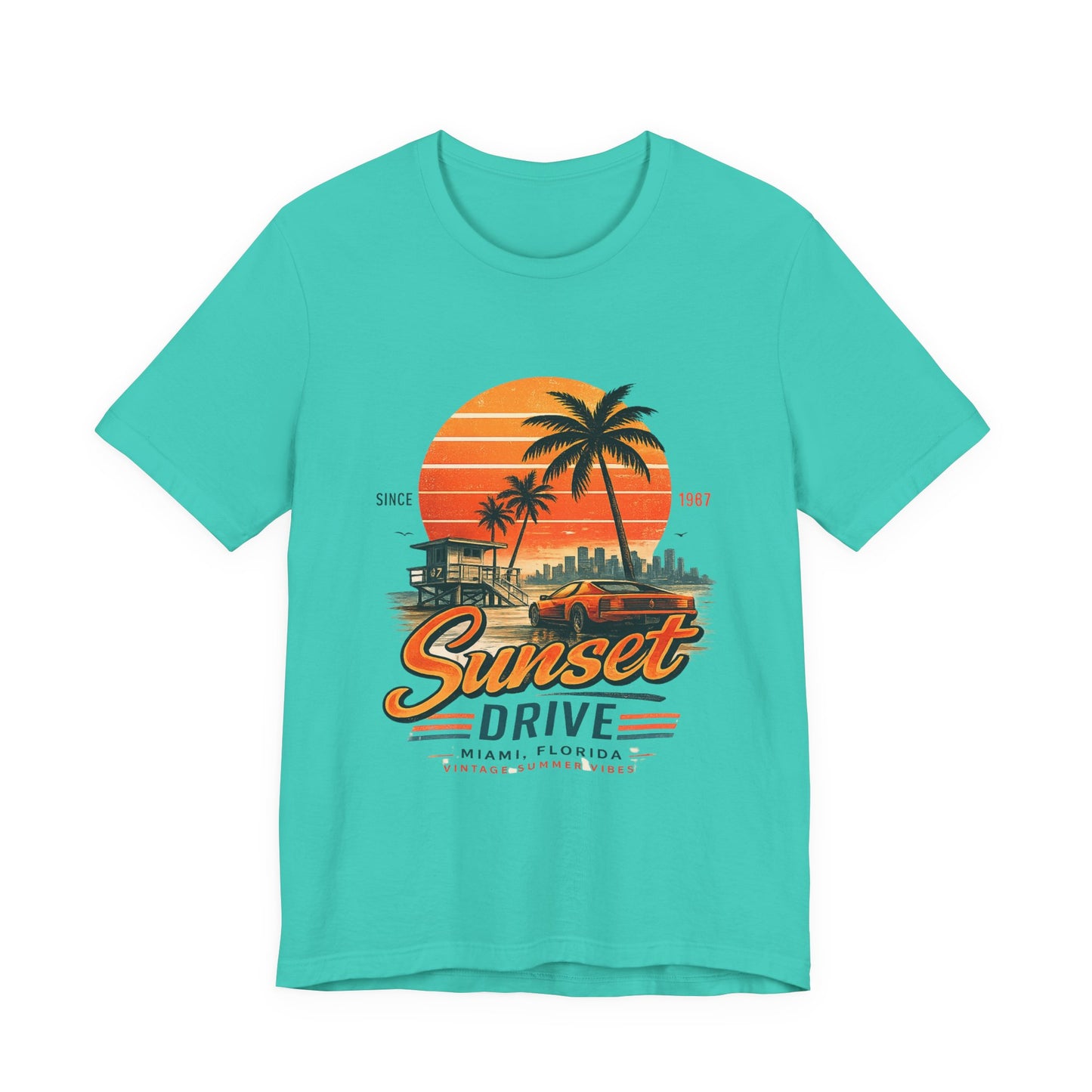 Sunset Drive Vintage Tee – Retro Miami 1987