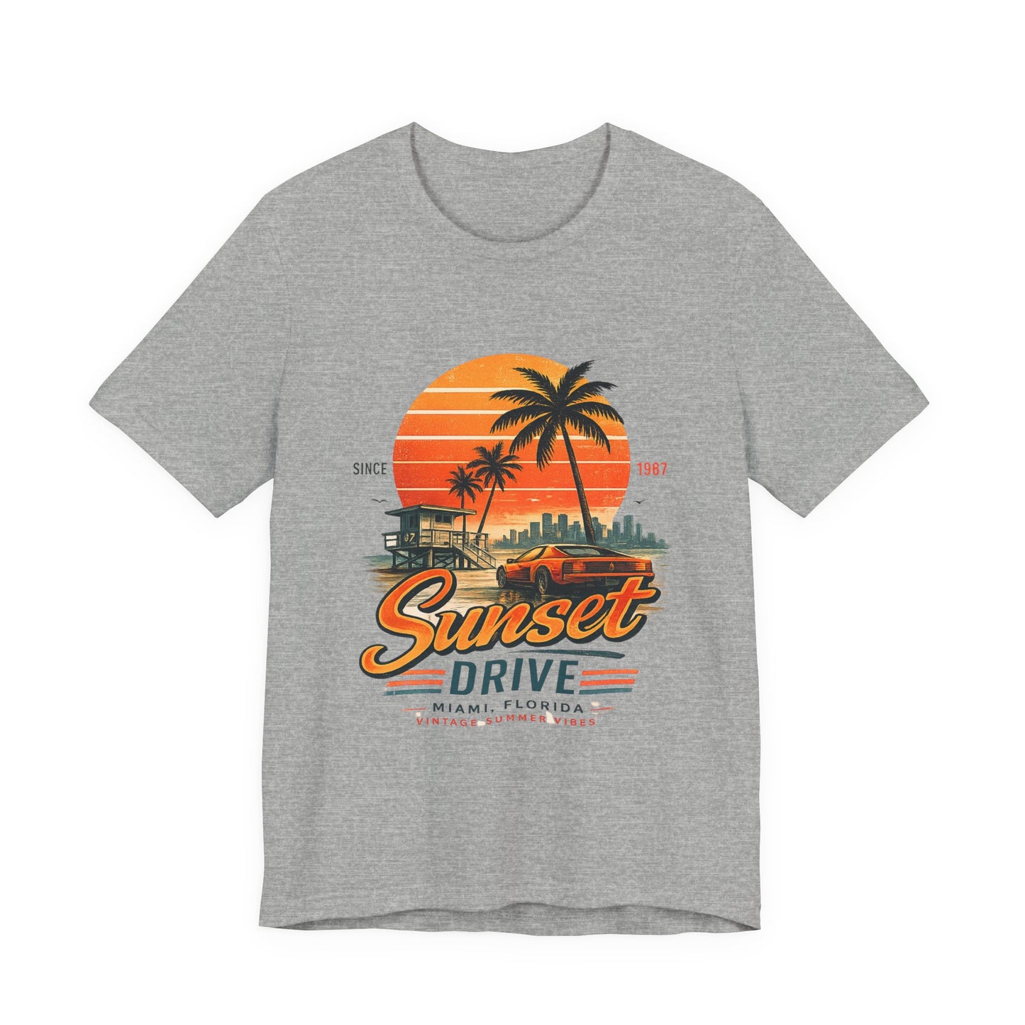 Sunset Drive Vintage Tee – Retro Miami 1987