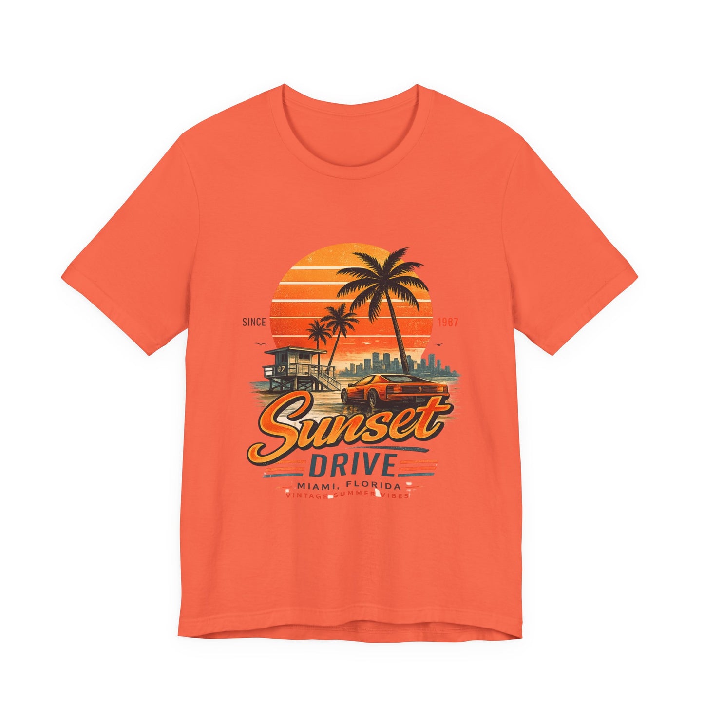 Sunset Drive Vintage Tee – Retro Miami 1987