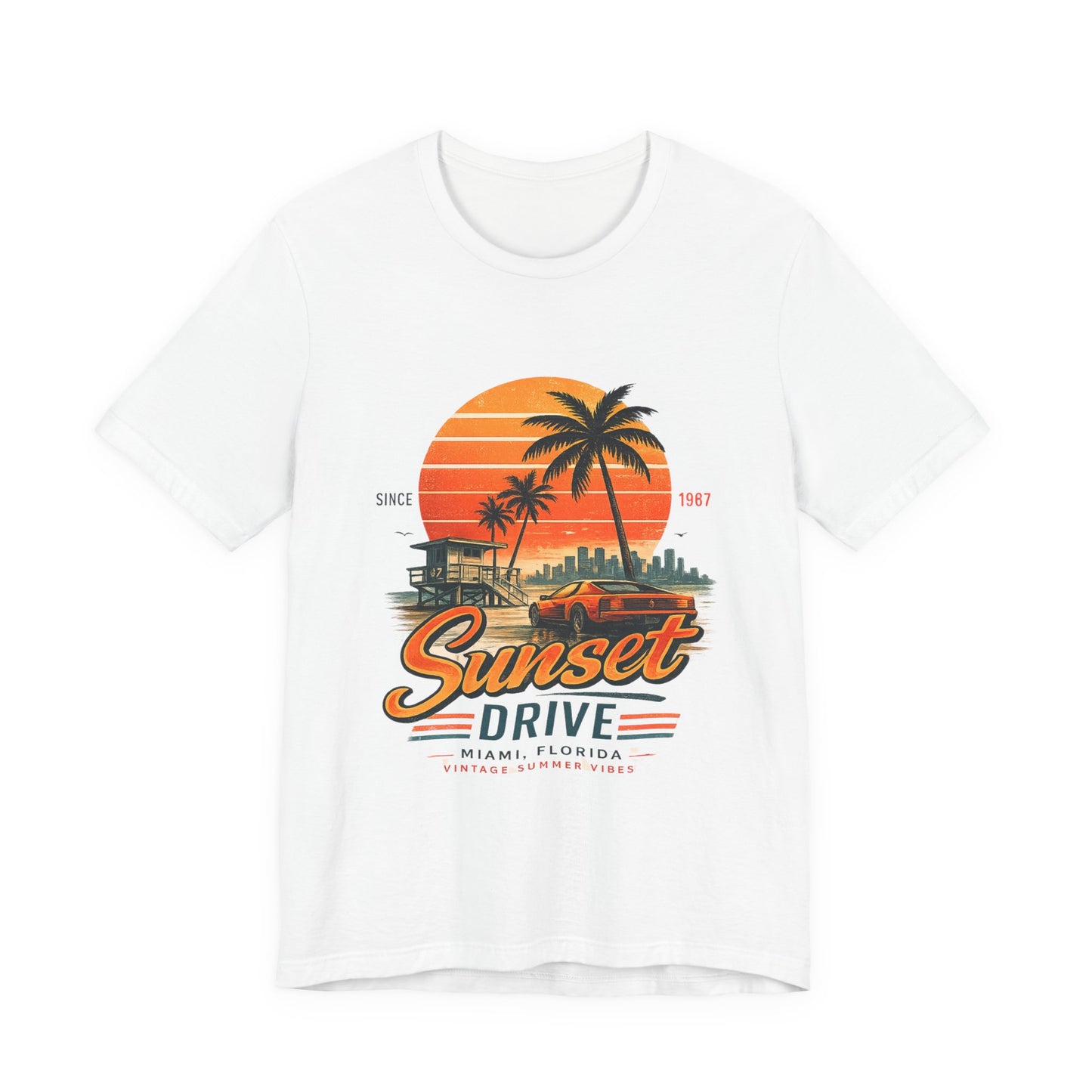 Sunset Drive Vintage Tee – Retro Miami 1987