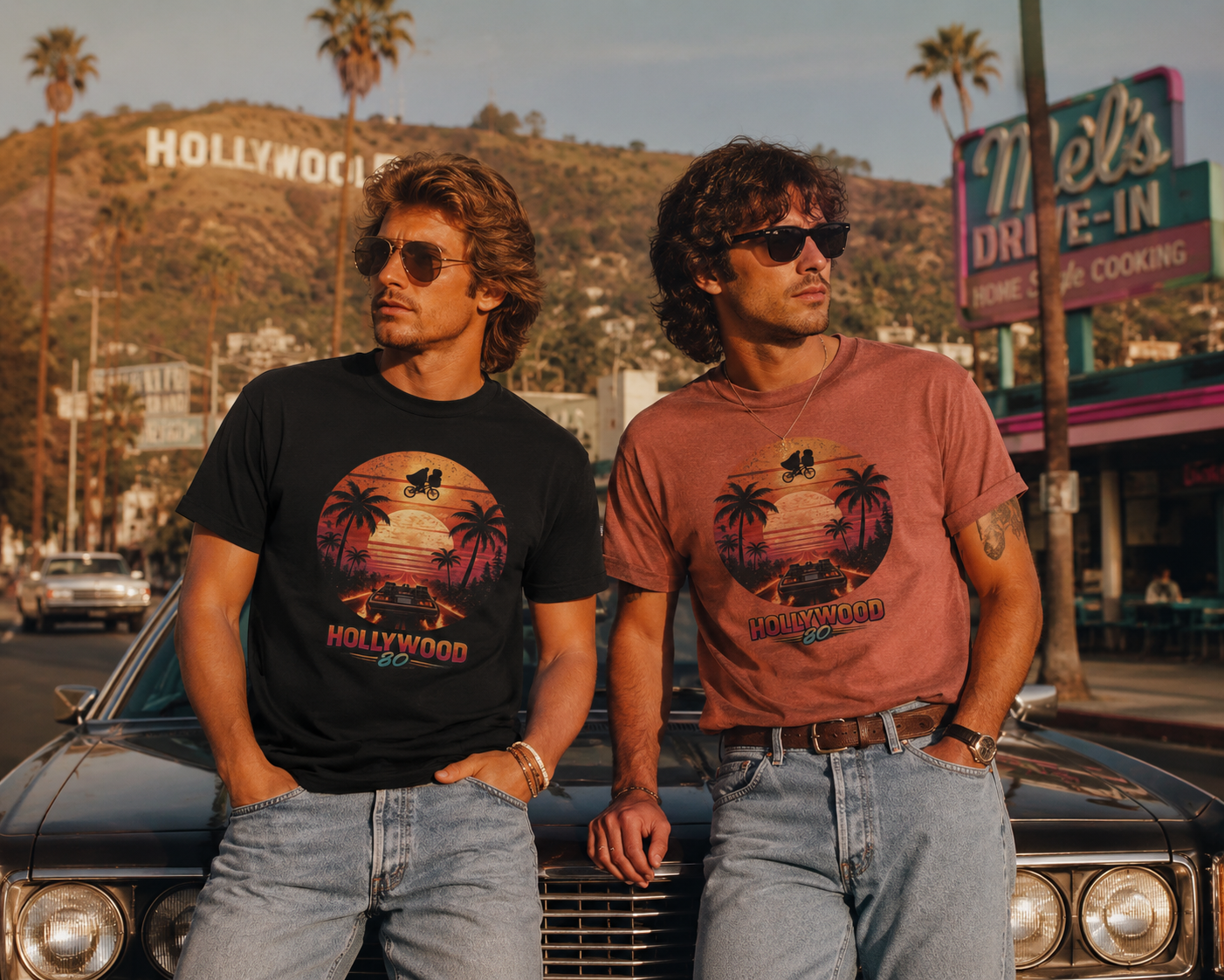 Hollywood 80 Sunset Ride Retro T-Shirt