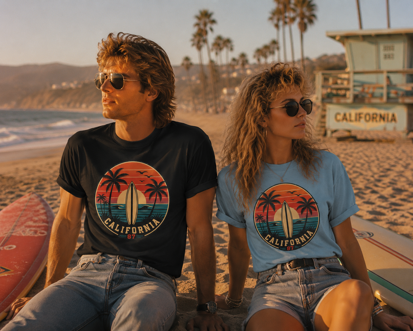 California 87 Surf Vibes Retro T-Shirt