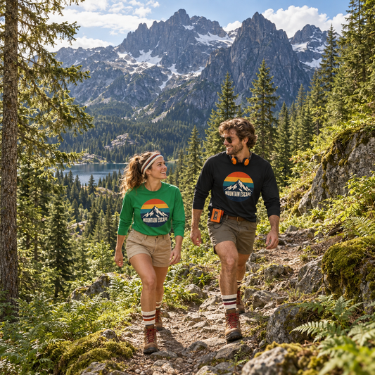Mountain Escape – Retro 80s Long Sleeve T-Shirt