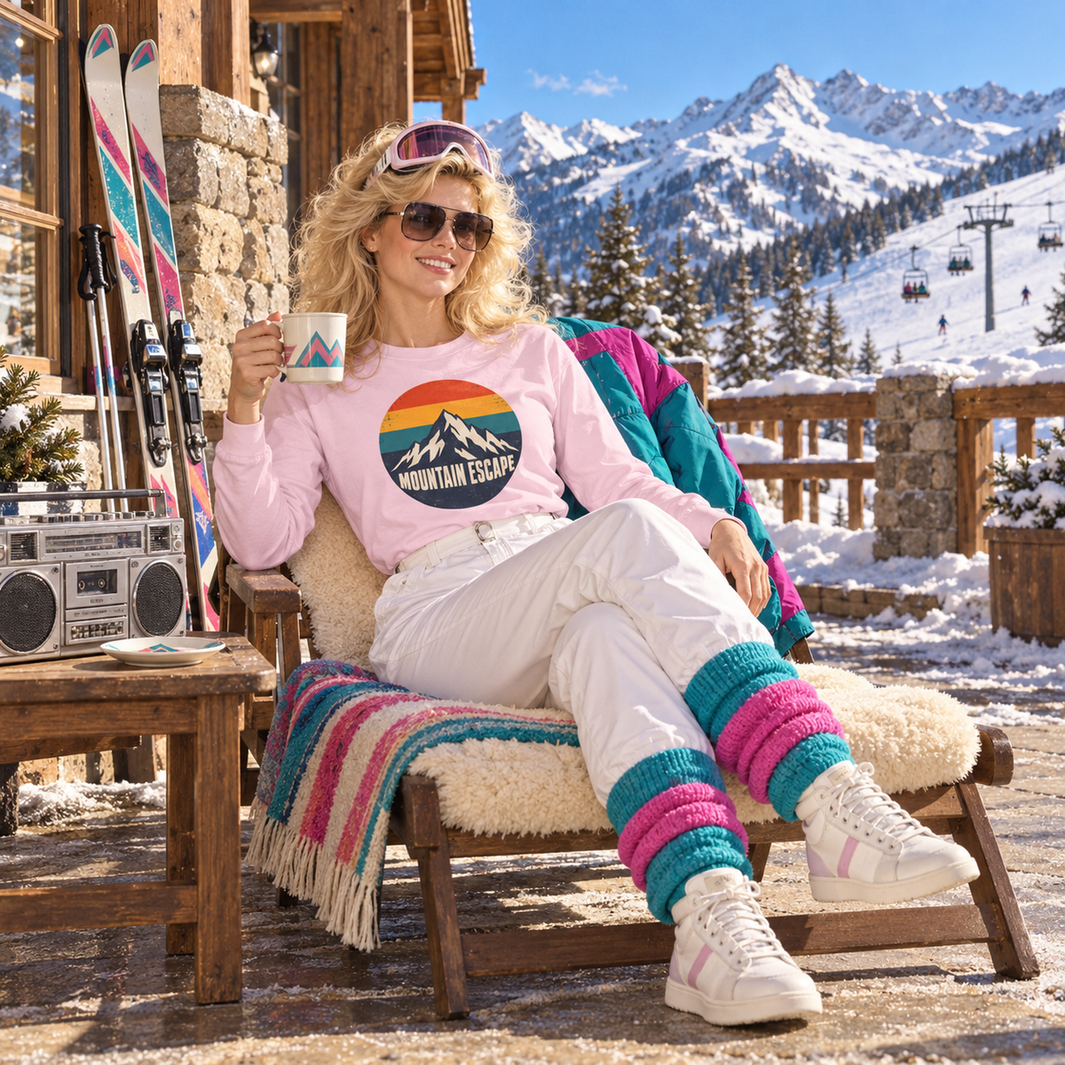 Mountain Escape – Retro 80s Long Sleeve T-Shirt
