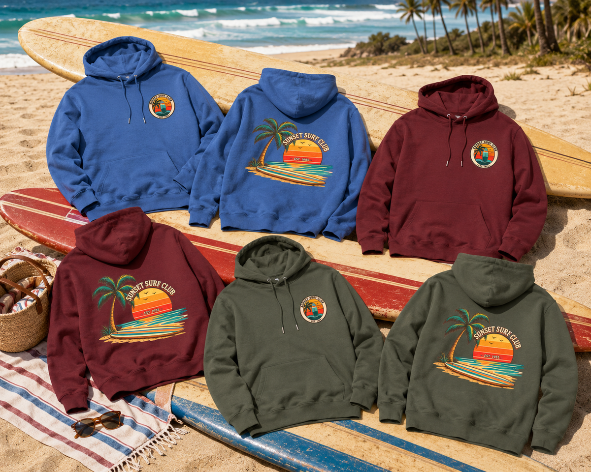 Sunset Surf Club – Premium Hoodie.
