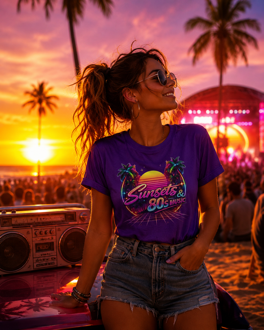 Sunset & 80s Music T-Shirt