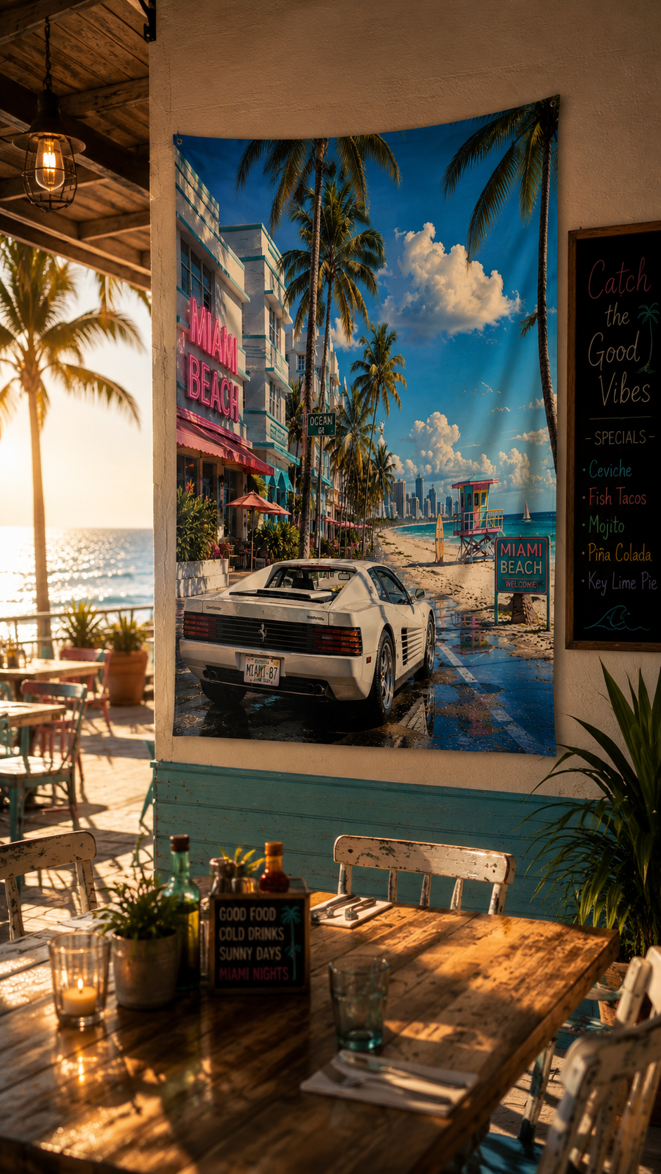 Miami Beach Paradise Wall Tapestry