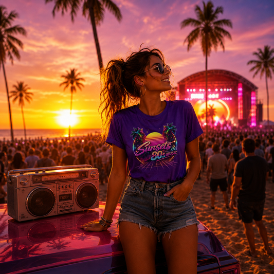 Sunset & 80s Music T-Shirt