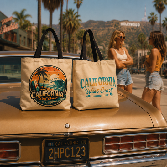 California West Coast Vintage Beach Tote Bag