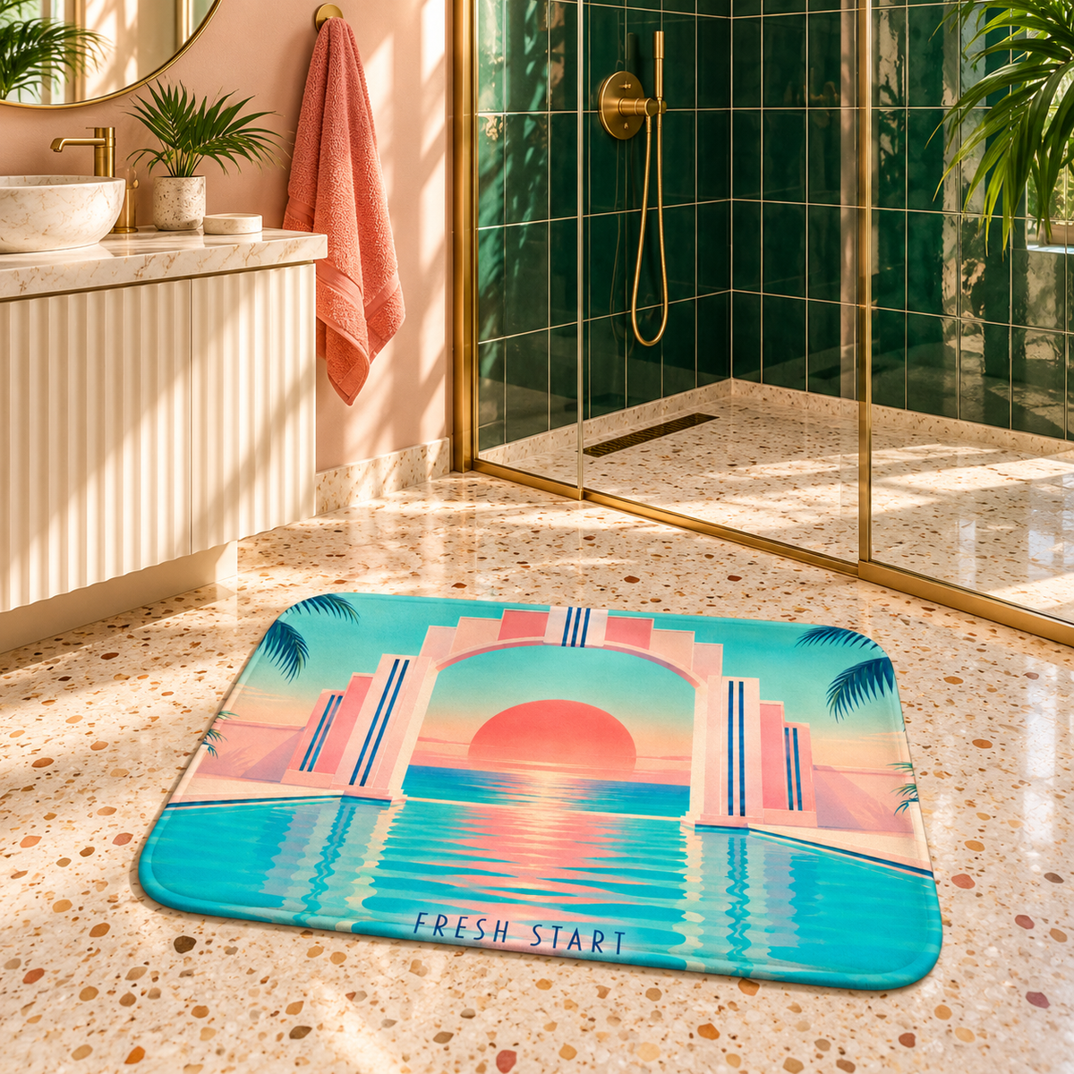 Fresh Start 80s Miami Bath Mat
