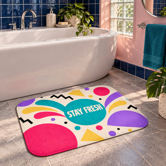 Stay Fresh 80s Memphis Bath Mat